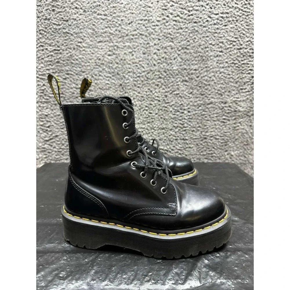 Dr. Martens Jadon Polished Smooth Leather Platform Boots‎ Black US M 6/W 7